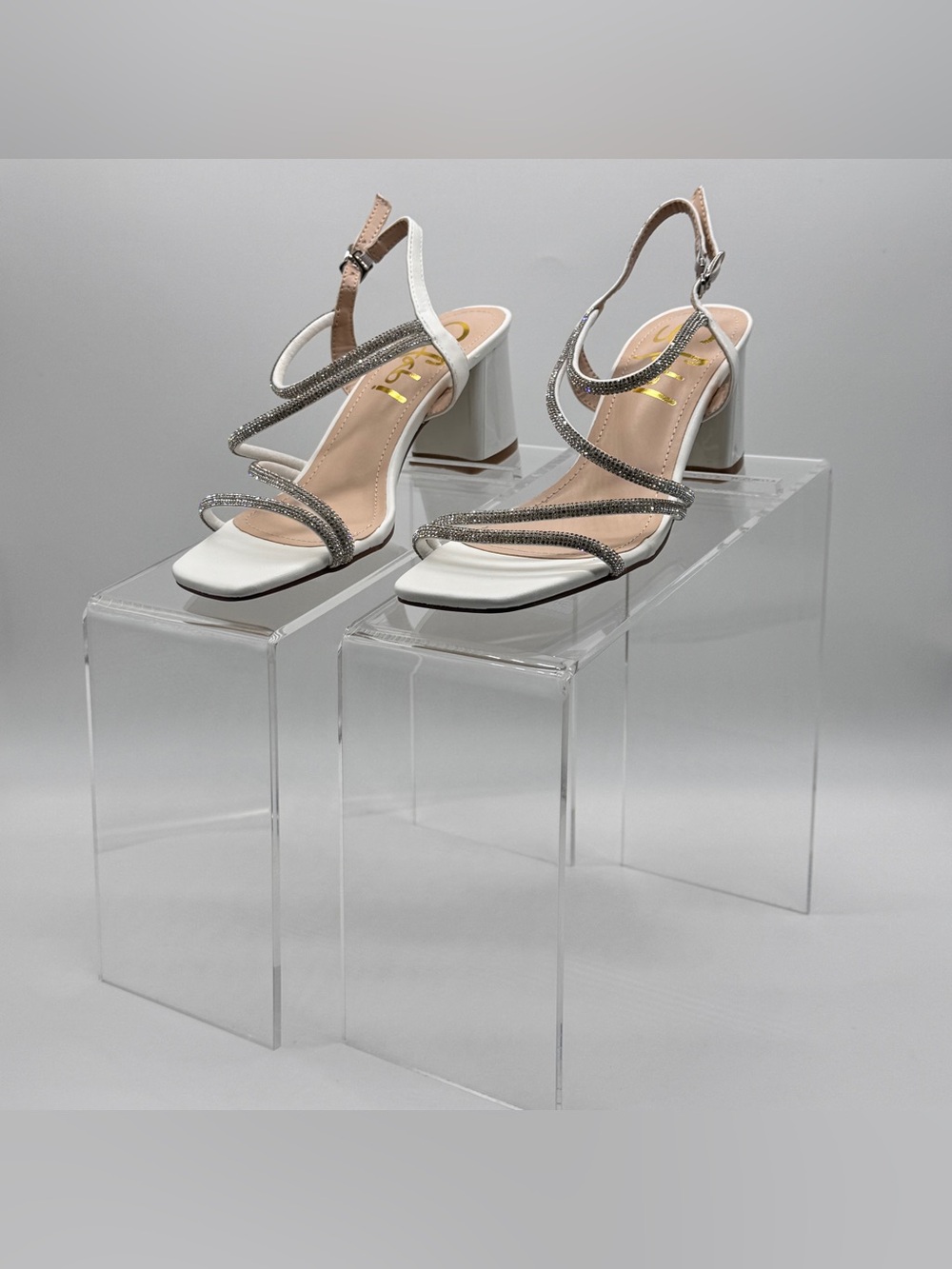Clear Acrylic Slanted Shoe Display Risers - Set of 2